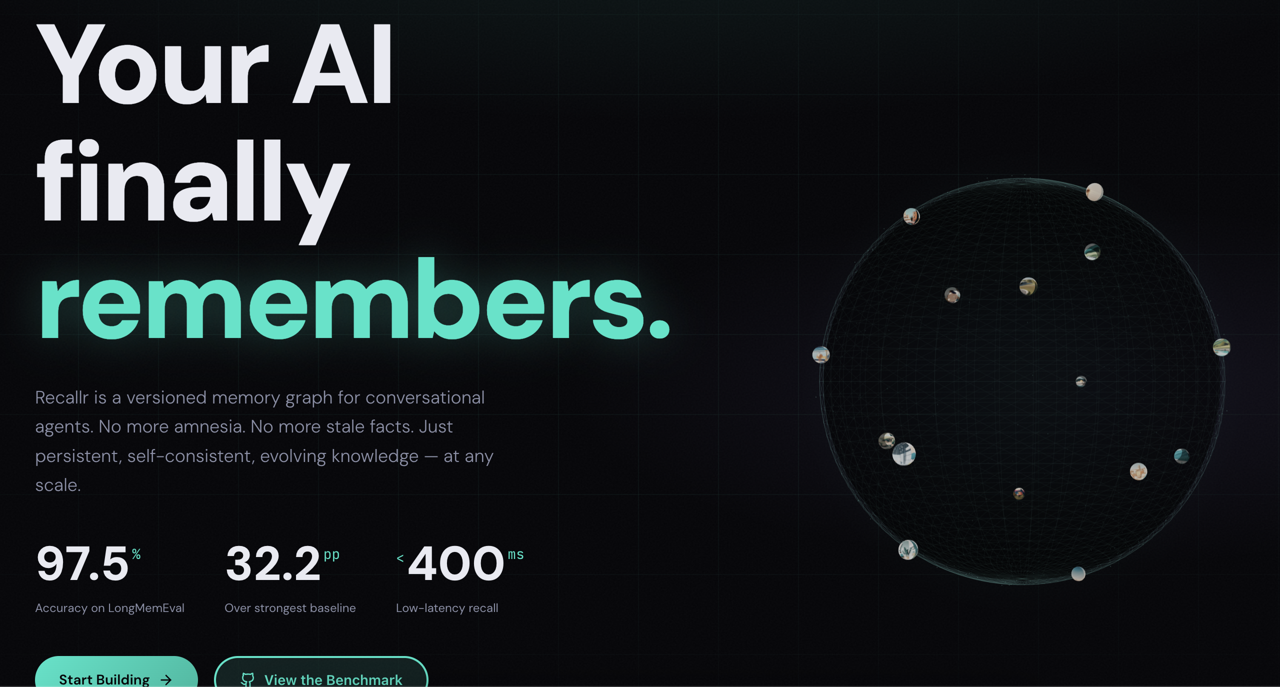 Recallr AI landing page screenshot